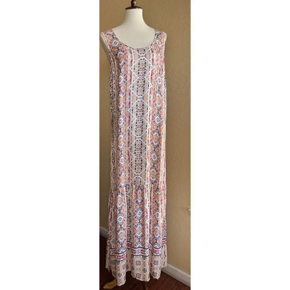 Splendid Womens Colorful Rayon Sleeveless "Taos" Print Maxi Dress Size L - Picture 2 of 10
